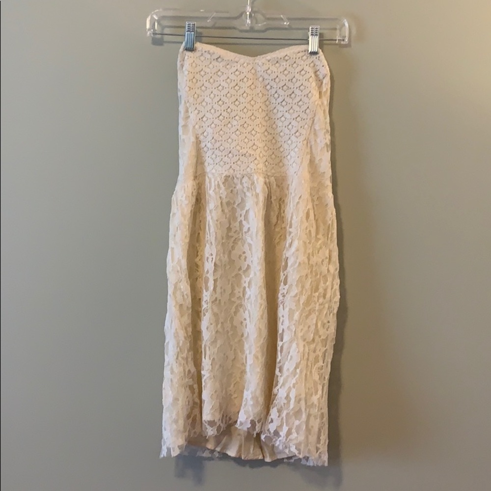 Strapless Cream Colored Hollister Mini Dress